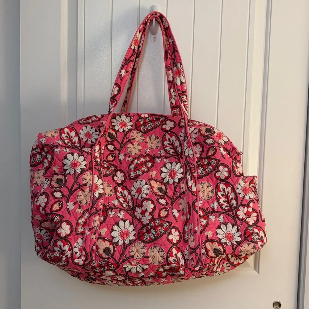 Vera Bradley Pink and Red Floral Weekender Travel Bag - Picture 3 of 5